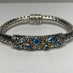 Samuel B Sterling Silver and Topaz Bracelet with Gold Accents
